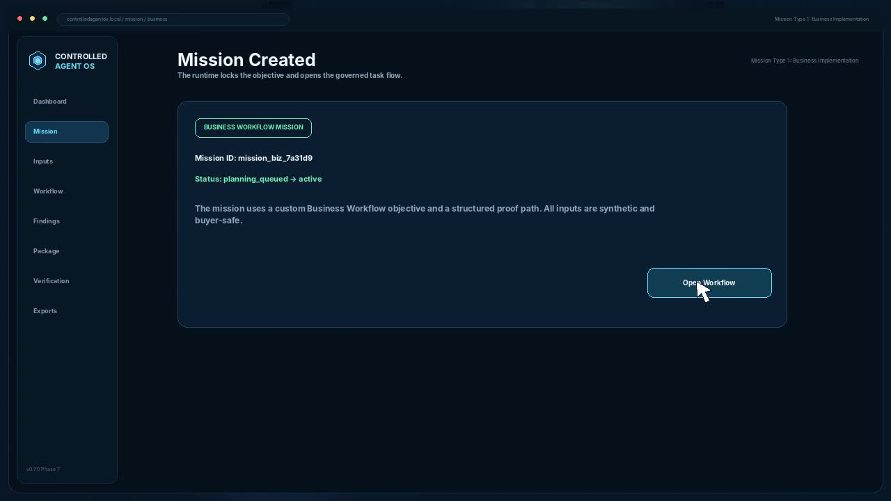 Business implementation mission interface